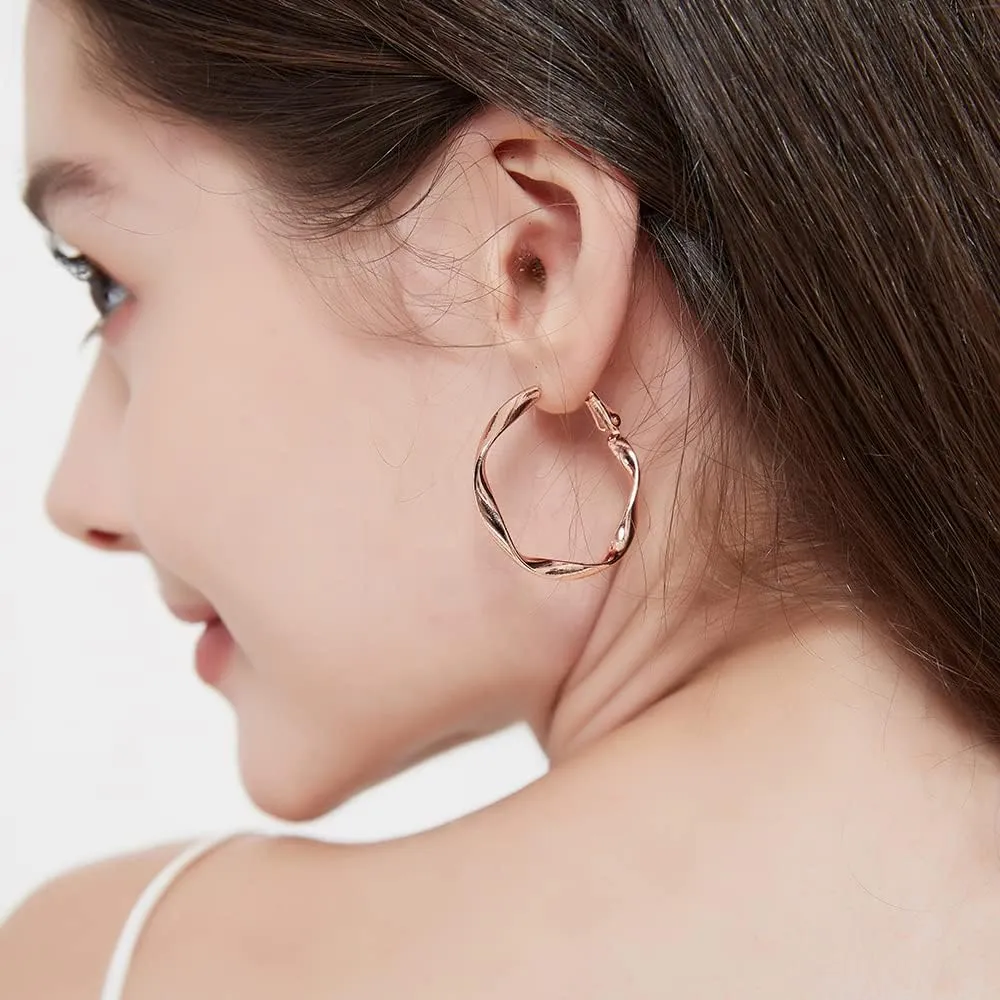Rose Gold Plated Yellow Gold Plated White Gold Plated Hoop Earrings Lightweight Hoop Earrings For Women Loop Earrings 1in 2in