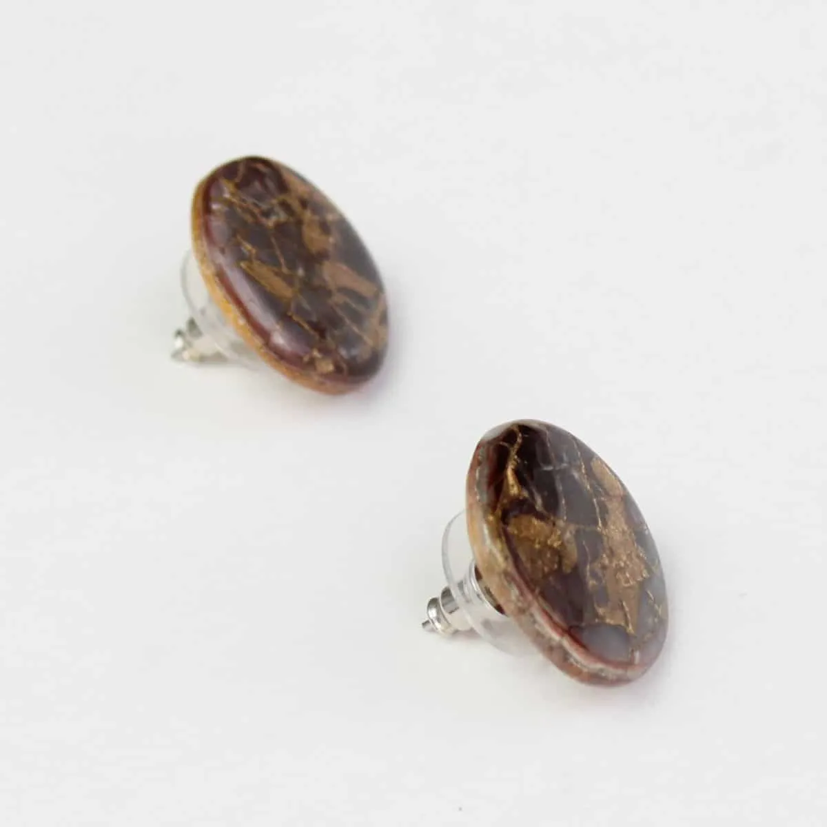 Round Gold Spec Earrings