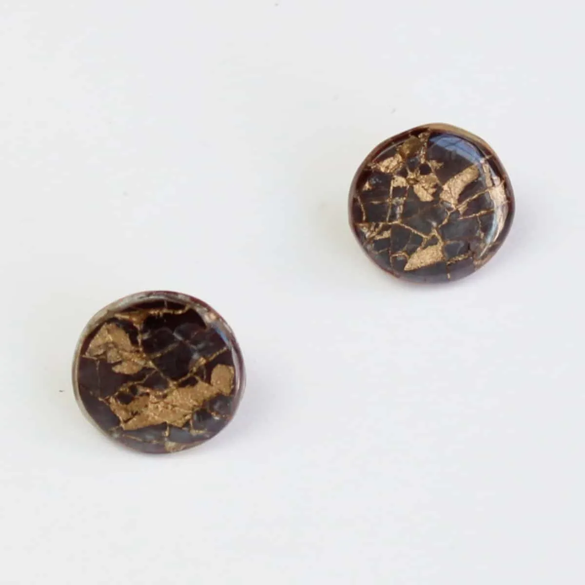 Round Gold Spec Earrings