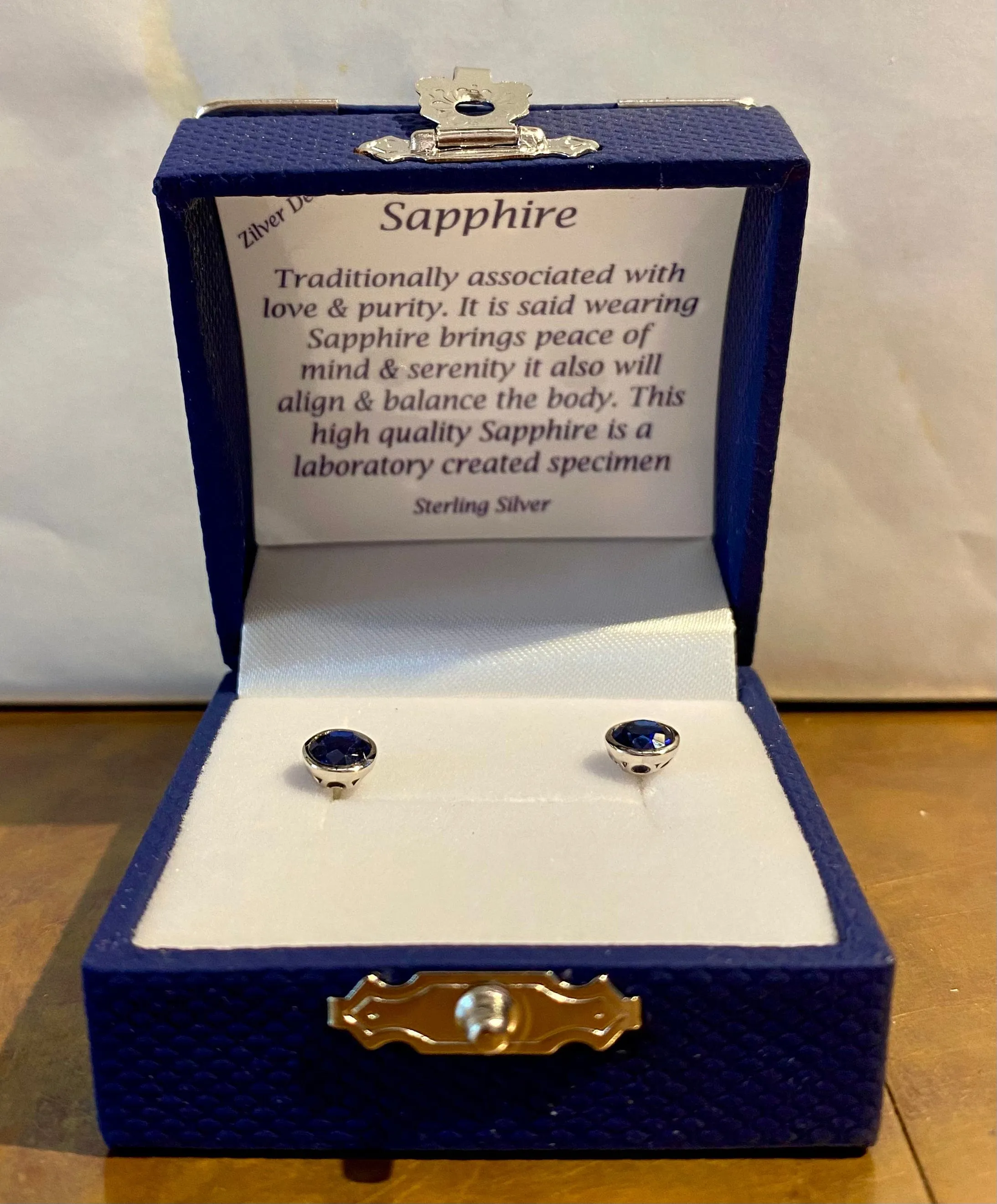 Sapphire Small Circle Solid 925 Sterling Silver Studs