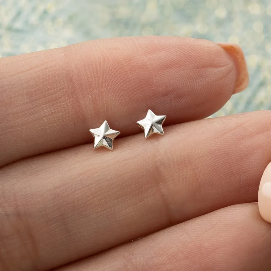 Scream Pretty Faceted Star Stud Earrings - Sterling Silver