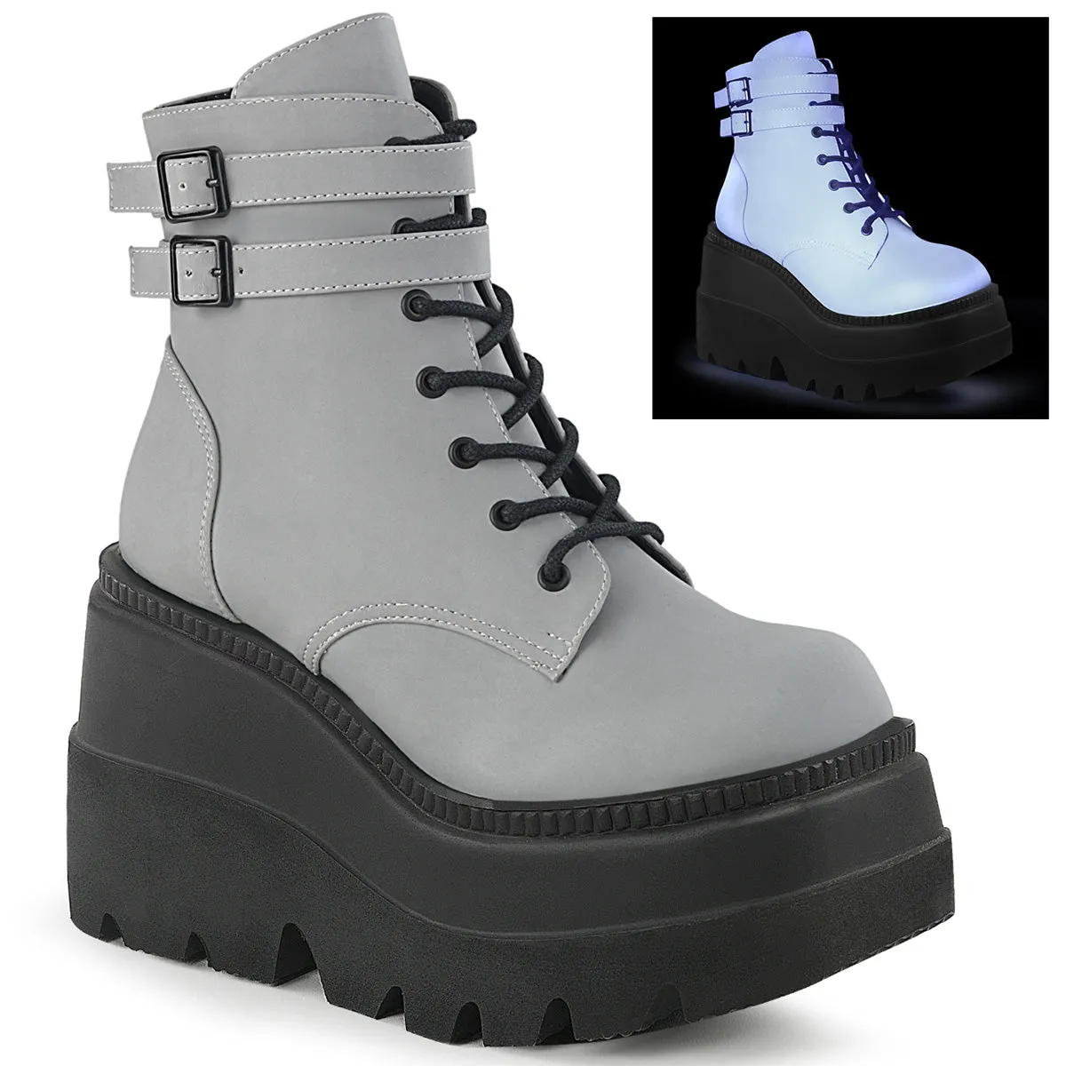 SHAKER-52 DemoniaCult Grey Sexy Women's Ankle Boots (Alternative Footwear)