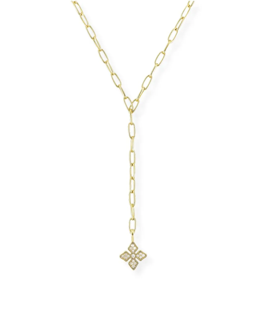 Shine Bright Cross Lariat Necklace in Gold