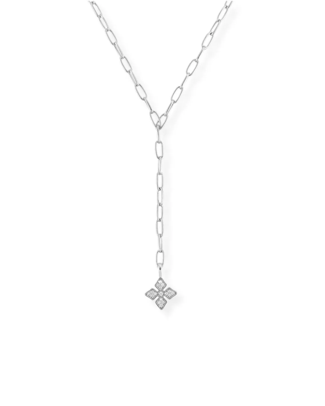 Shine Bright Cross Lariat Necklace in Silver