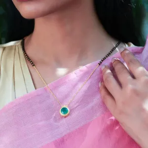 Silver 92.5 Green Mangalsutra Necklace