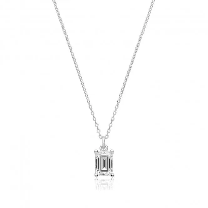 Silver & Co Emerald Cut Claw Set Pendant Single Stone SPG0079