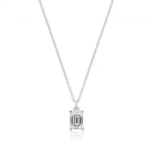 Silver & Co Emerald Cut Claw Set Pendant Single Stone SPG0079