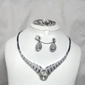 Silver Beautiful Bridal Wedding Party Jewellery Set