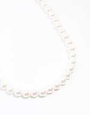 Silver Diamante Pearl Necklace