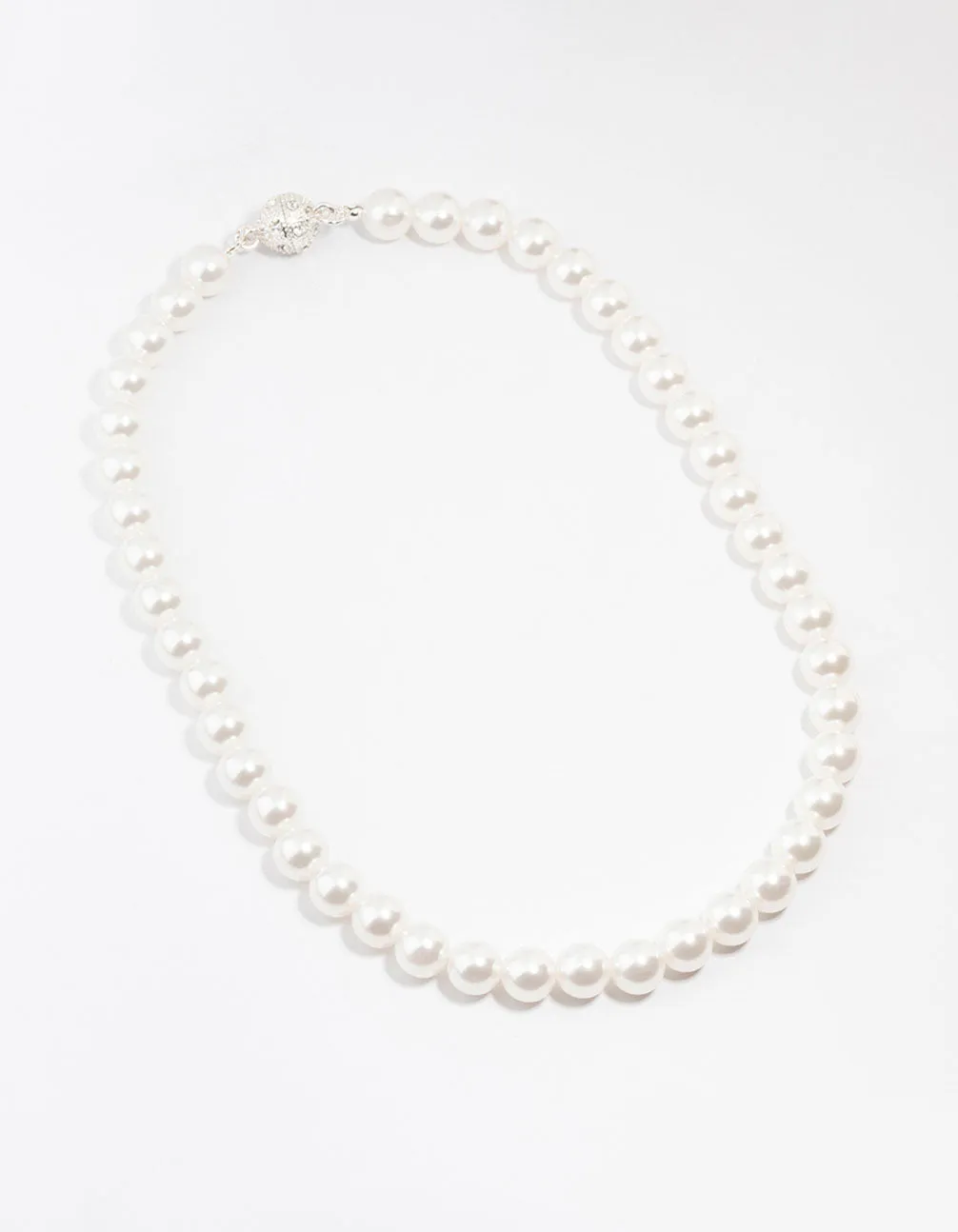 Silver Diamante Pearl Necklace