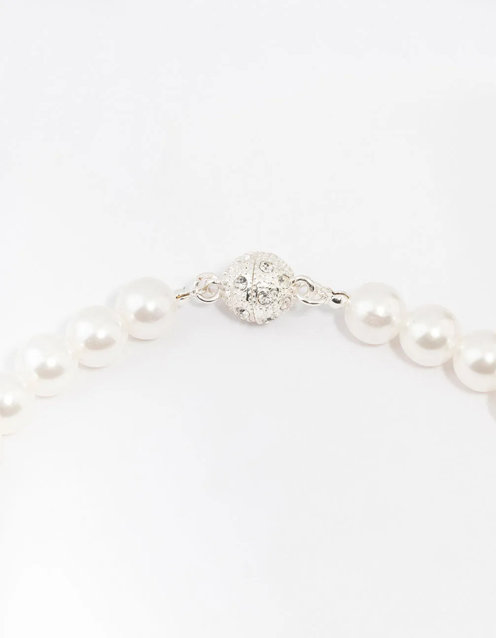 Silver Diamante Pearl Necklace