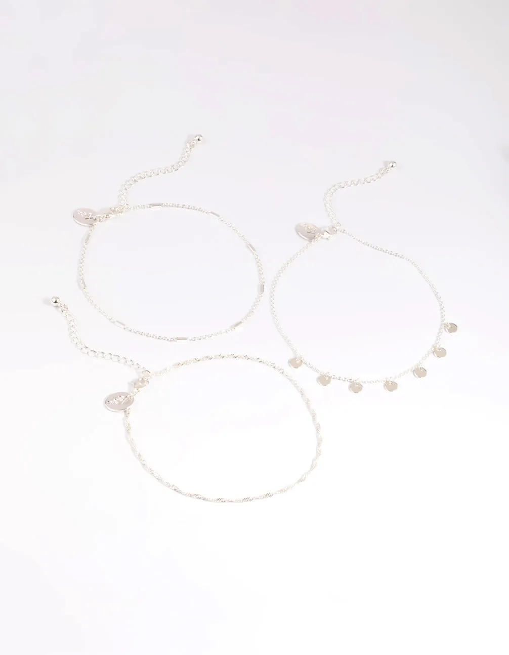 Silver Disc Chain Anklets