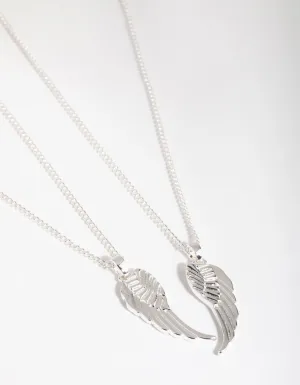Silver Plated Angel Wings Necklace Set