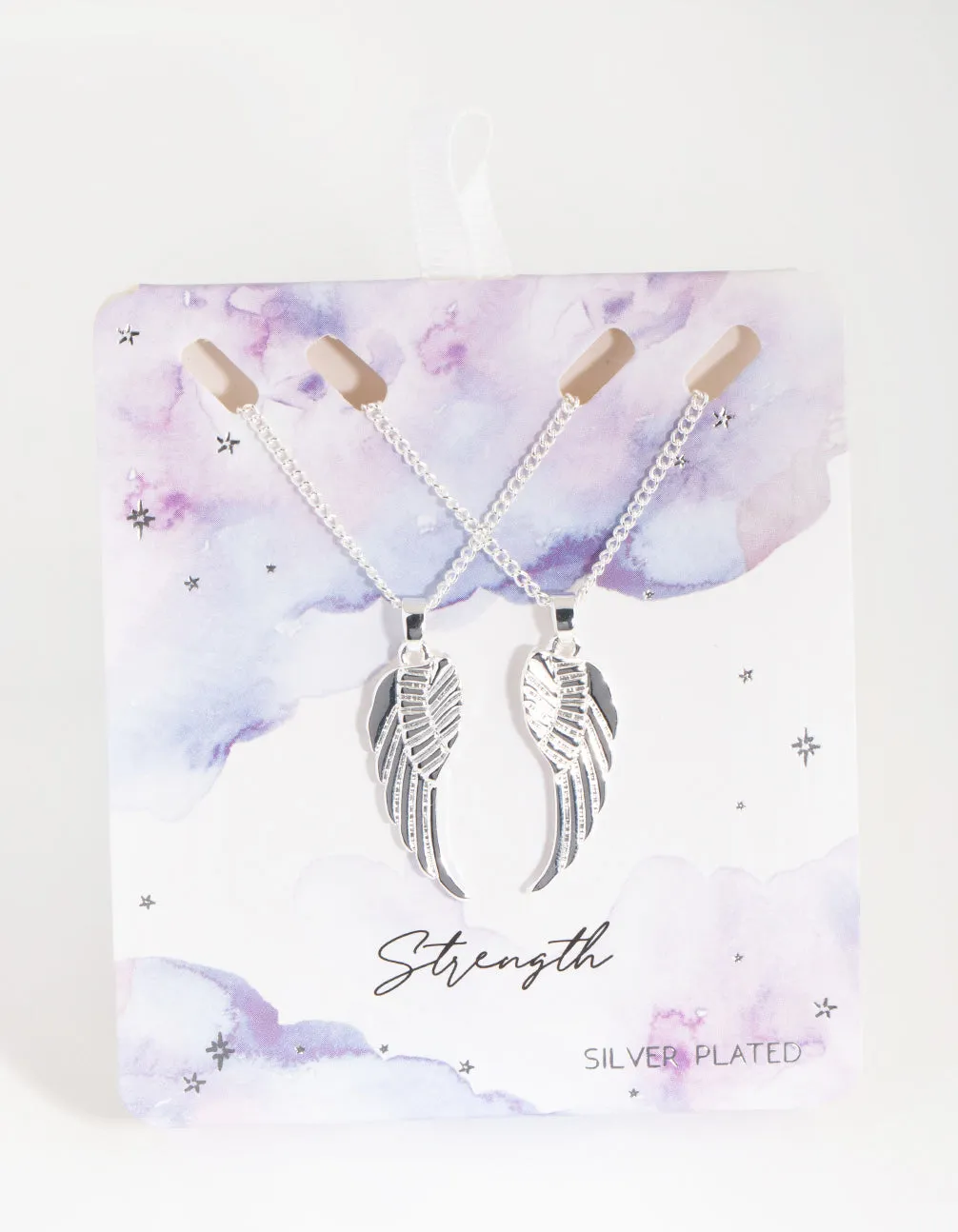 Silver Plated Angel Wings Necklace Set