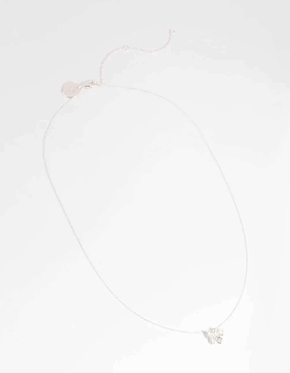 Silver Plated Brass  Pave Butterfly Necklace