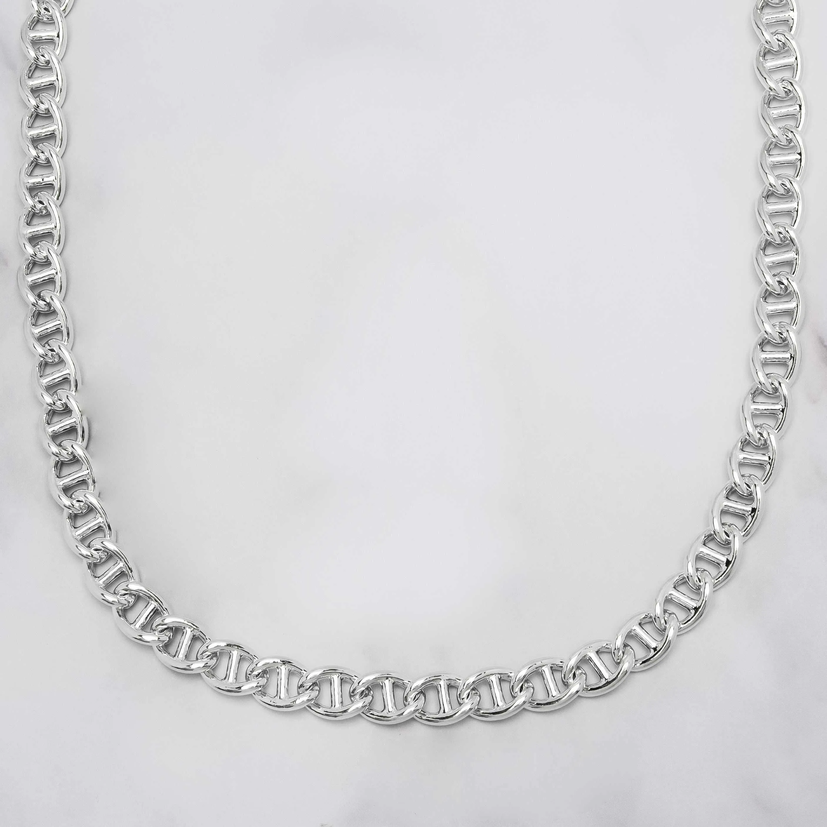Silver Plated Thick Anchor Necklace