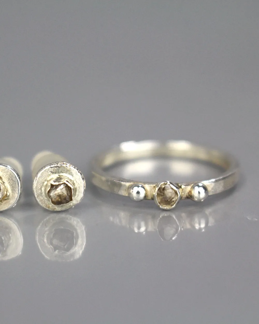 Silver Raw Diamond Stacking Ring