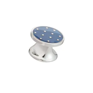 Single Blue Enamel Polka Dot Dress Stud