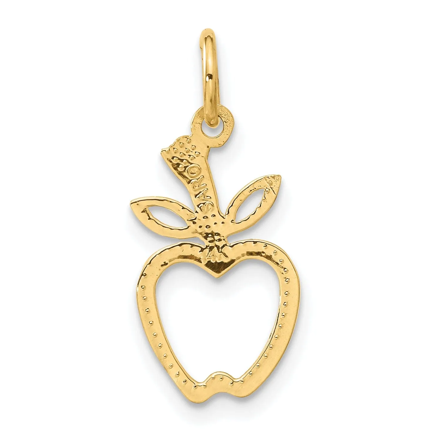 Solid 14k Yellow Gold Apple Charm Pendant