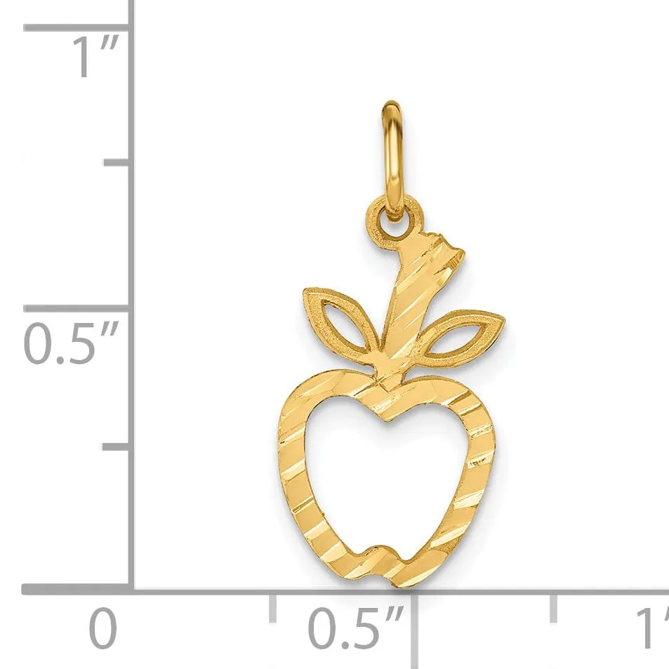 Solid 14k Yellow Gold Apple Charm Pendant