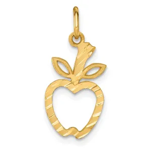 Solid 14k Yellow Gold Apple Charm Pendant