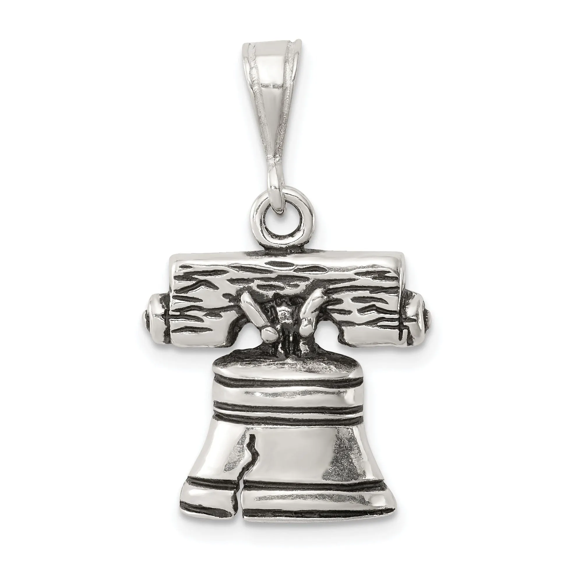 Solid Sterling Silver Antiqued Bell Charm