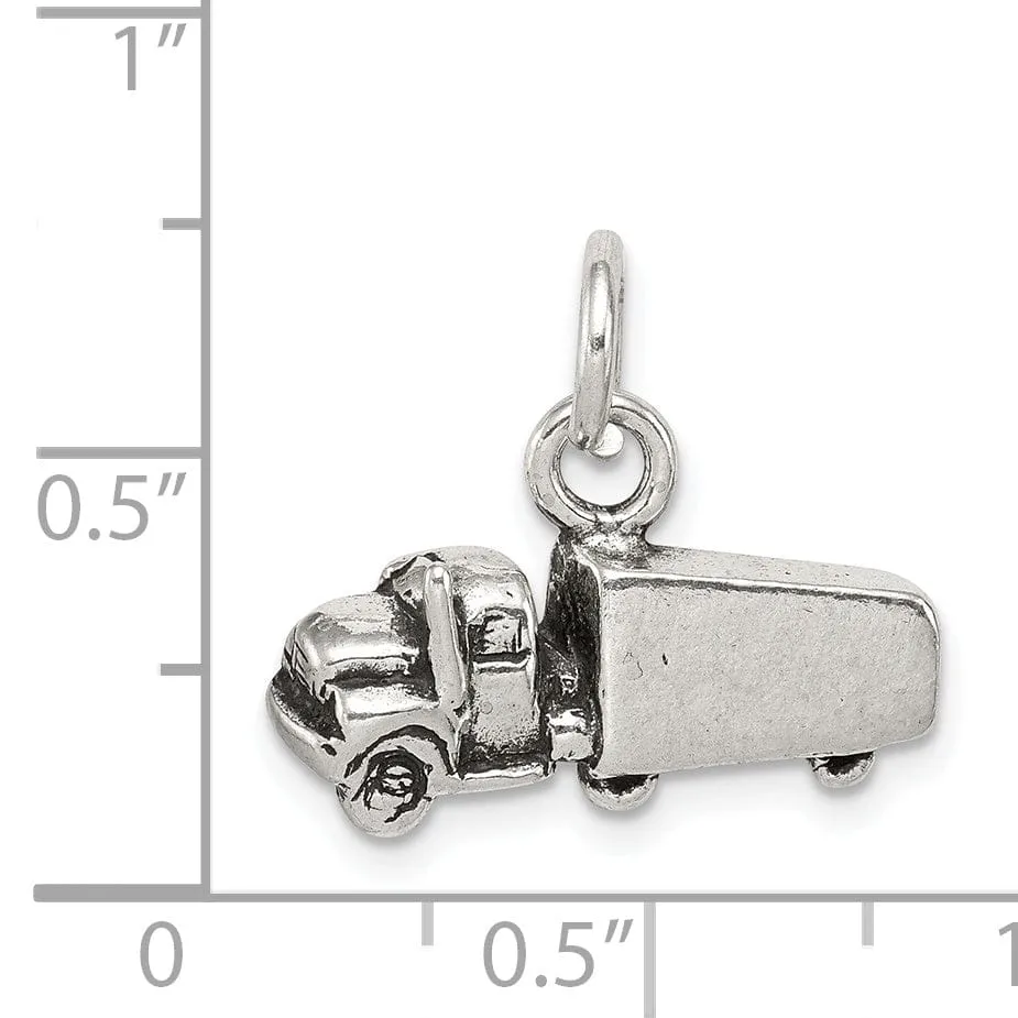 Solid Sterling Silver Antiqued Truck Pendant