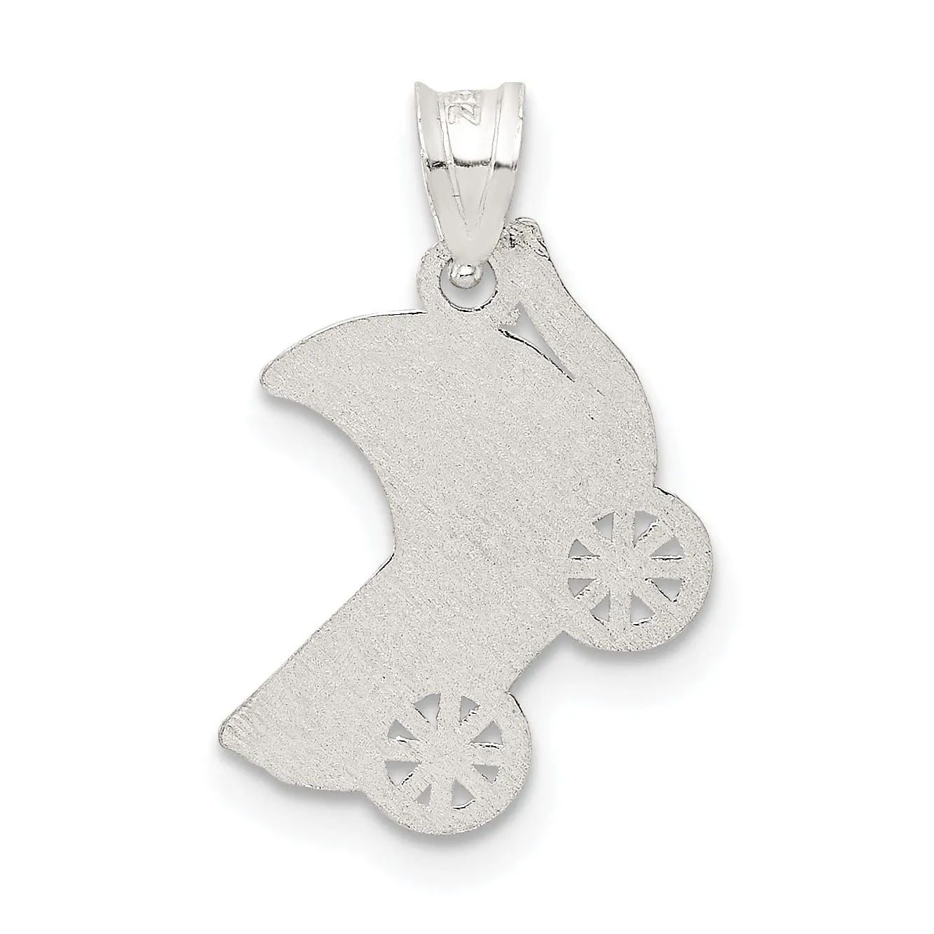 Solid Sterling Silver Baby Buggy Charm Pendant