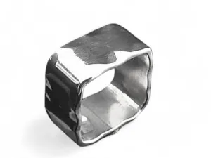 Square Hammered 925 Sterling Silver Ring