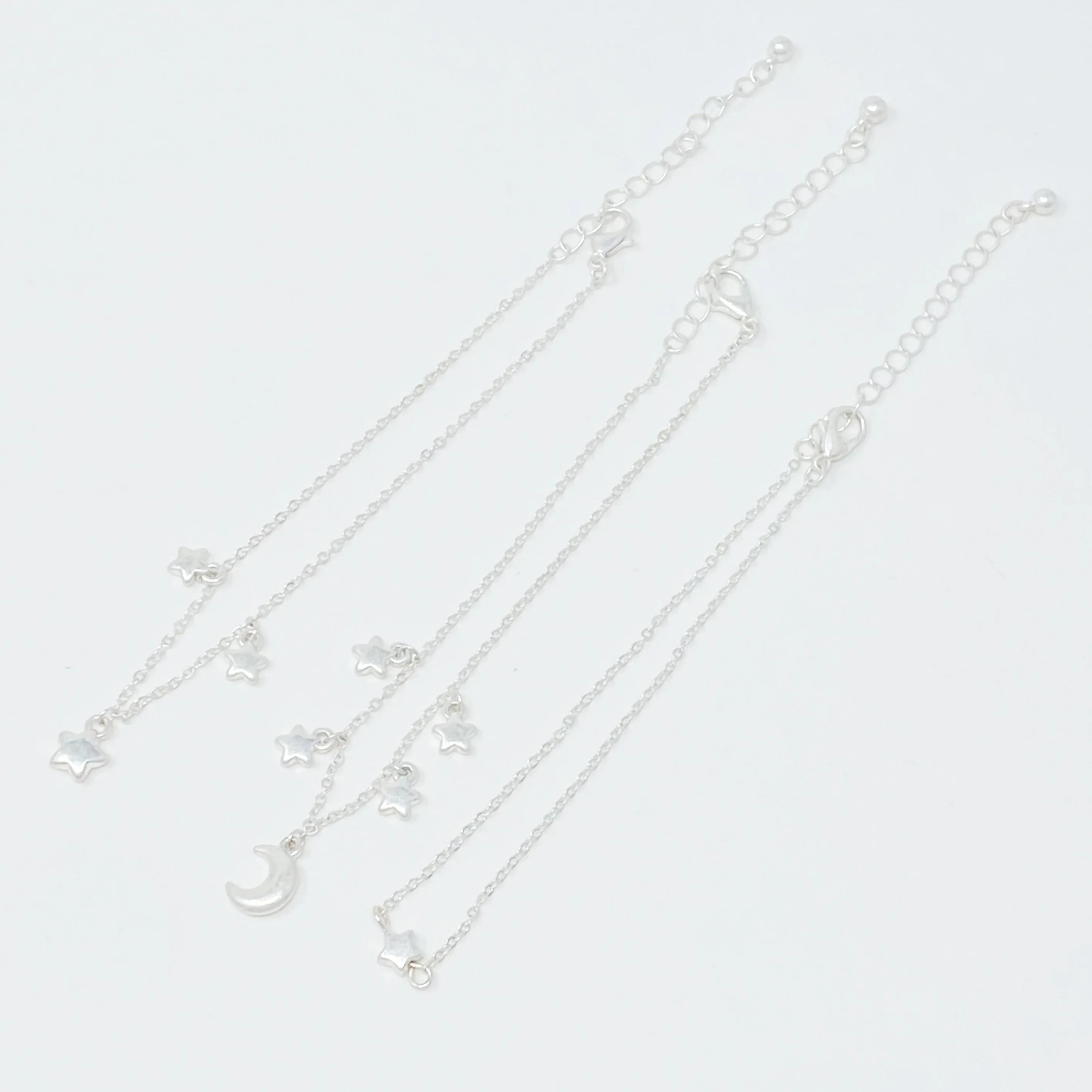 Starred Up Chain Anklet, Set of 3