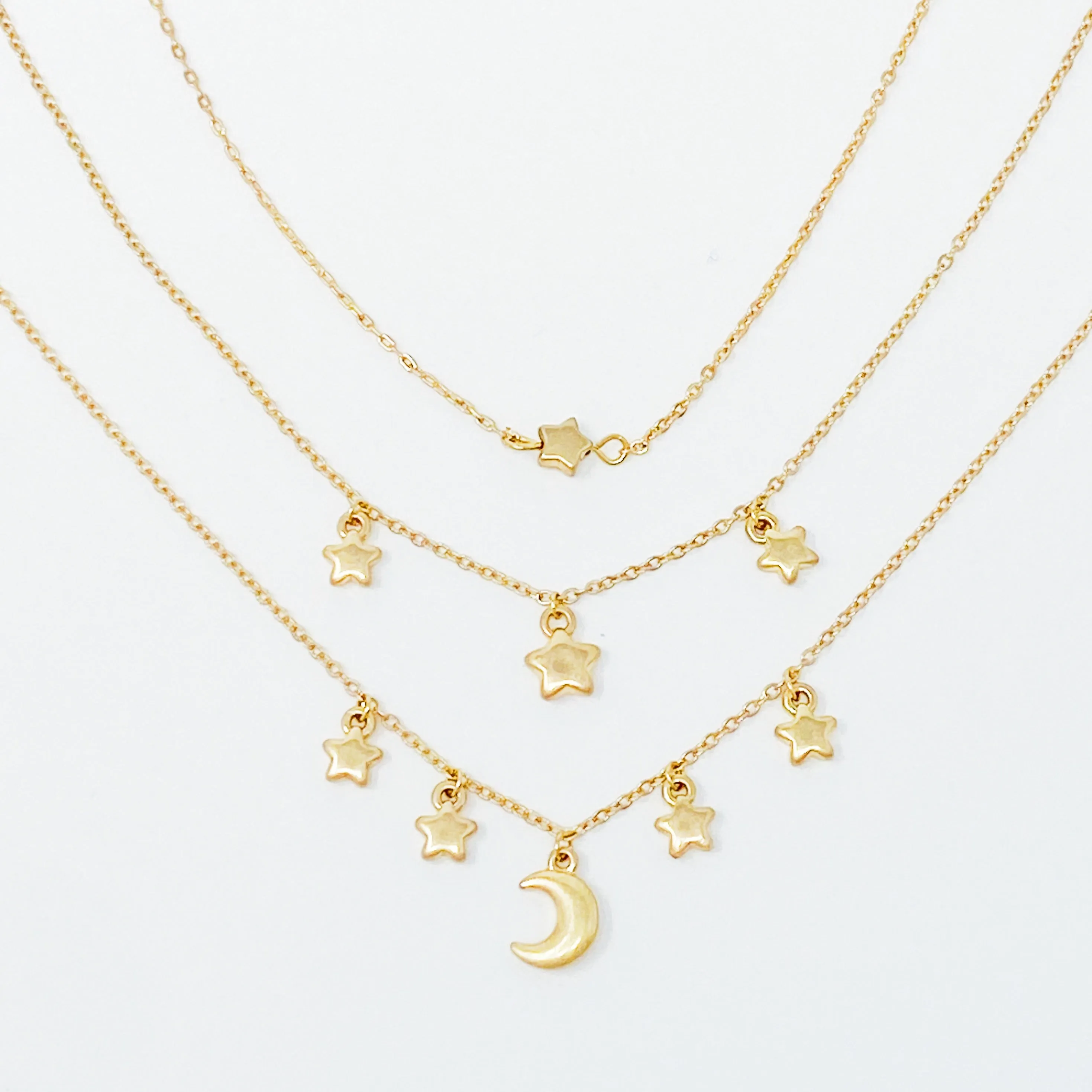 Starred Up Chain Anklet, Set of 3
