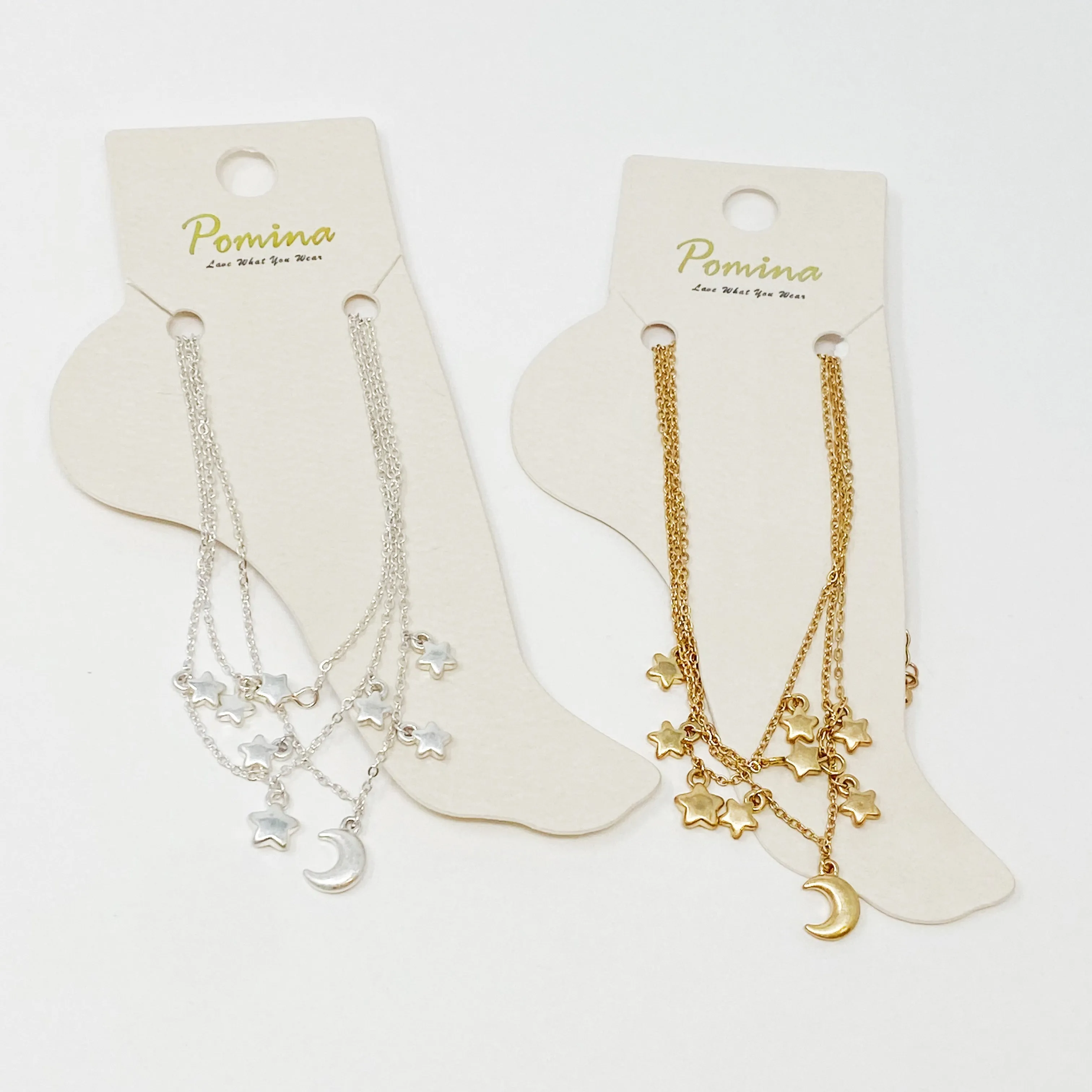 Starred Up Chain Anklet, Set of 3