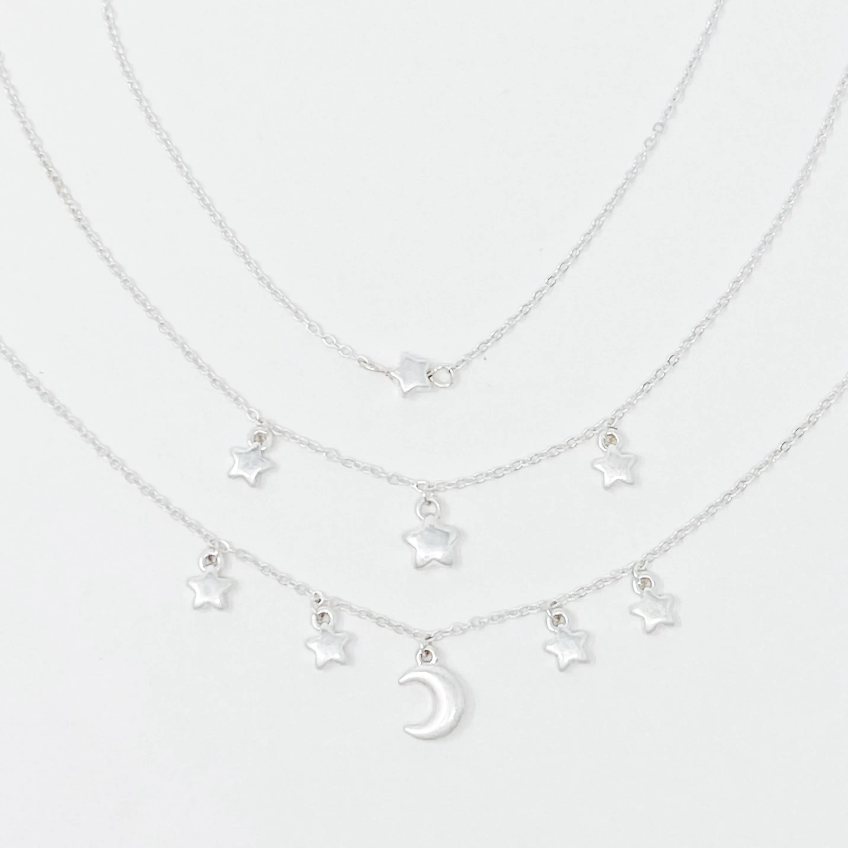 Starred Up Chain Anklet, Set of 3