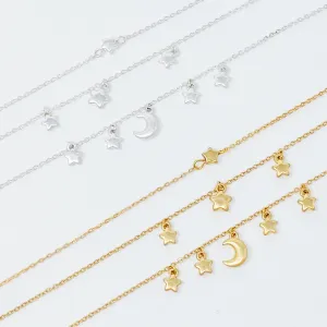 Starred Up Chain Anklet, Set of 3