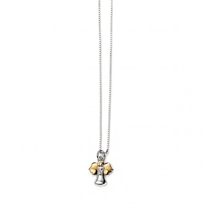 Sterling Silver Angel Pendant With Gold Plated Details P4019