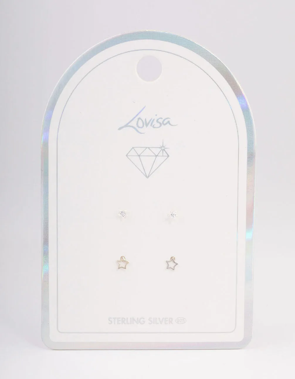Sterling Silver Diamante & Star Cut Out Earring Pack