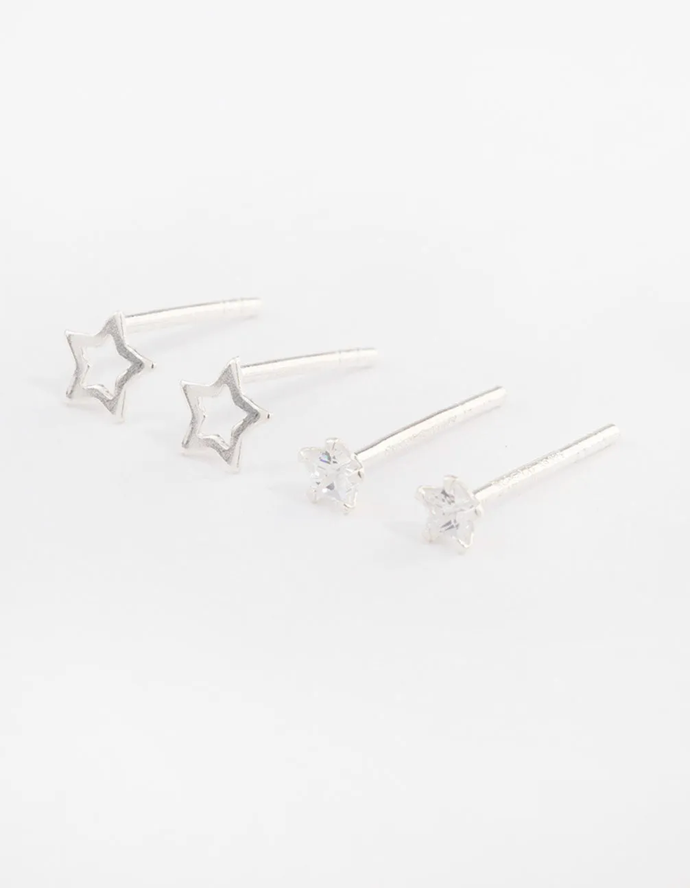 Sterling Silver Diamante & Star Cut Out Earring Pack