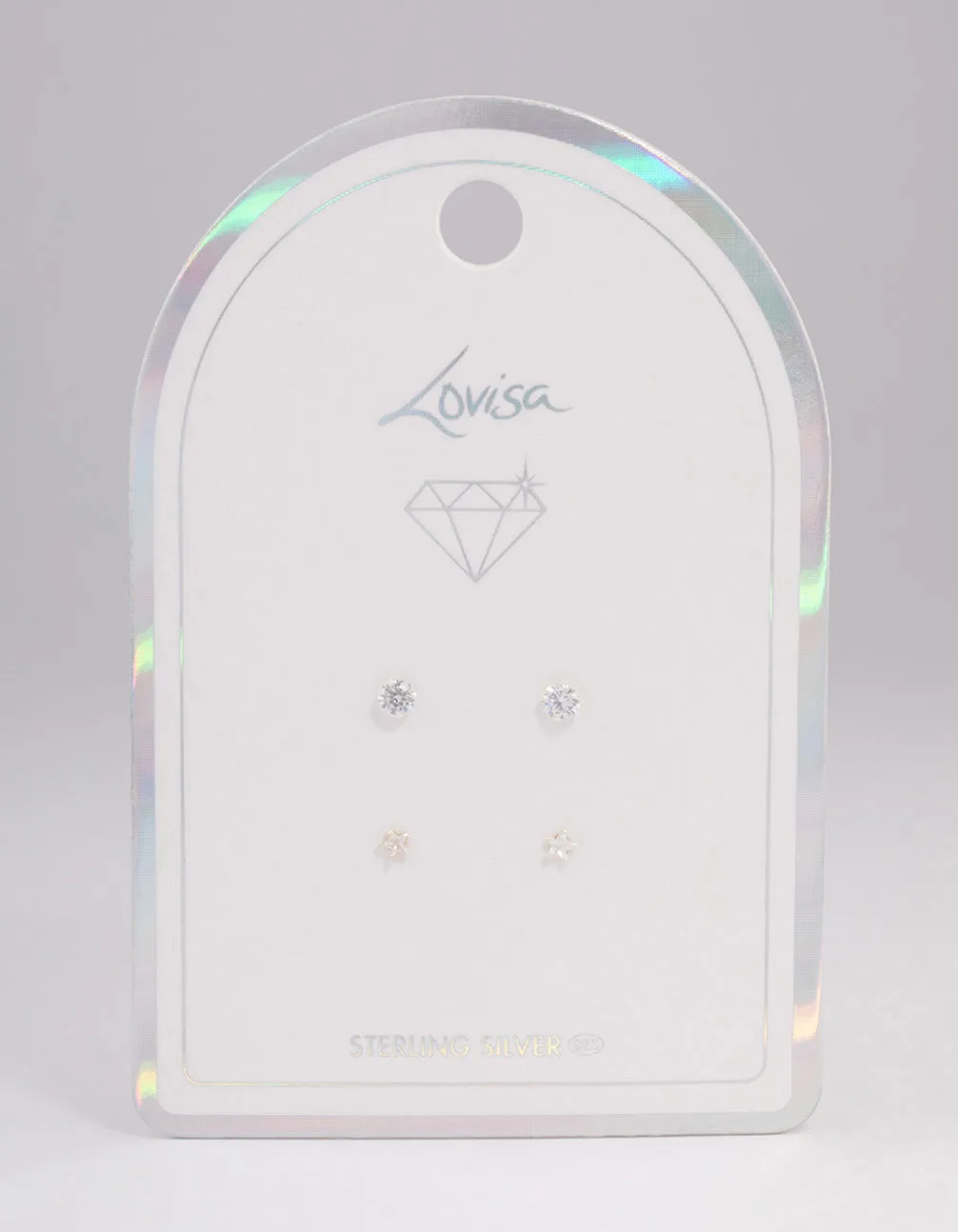 Sterling Silver Diamante & Star Stud Earring Pack