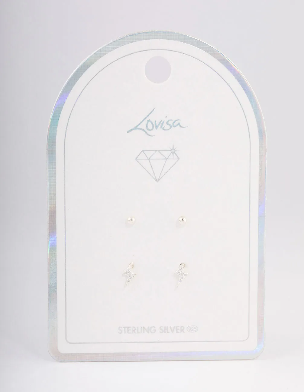 Sterling Silver Diamante Lightning Bolt Earring Pack