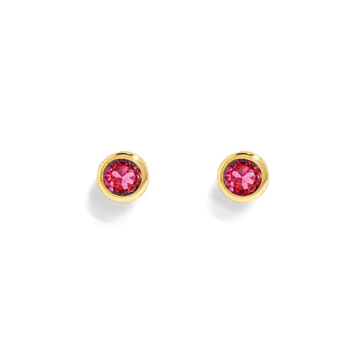 Sterling Silver Mini Birthstone Stud Earrings (Gold)