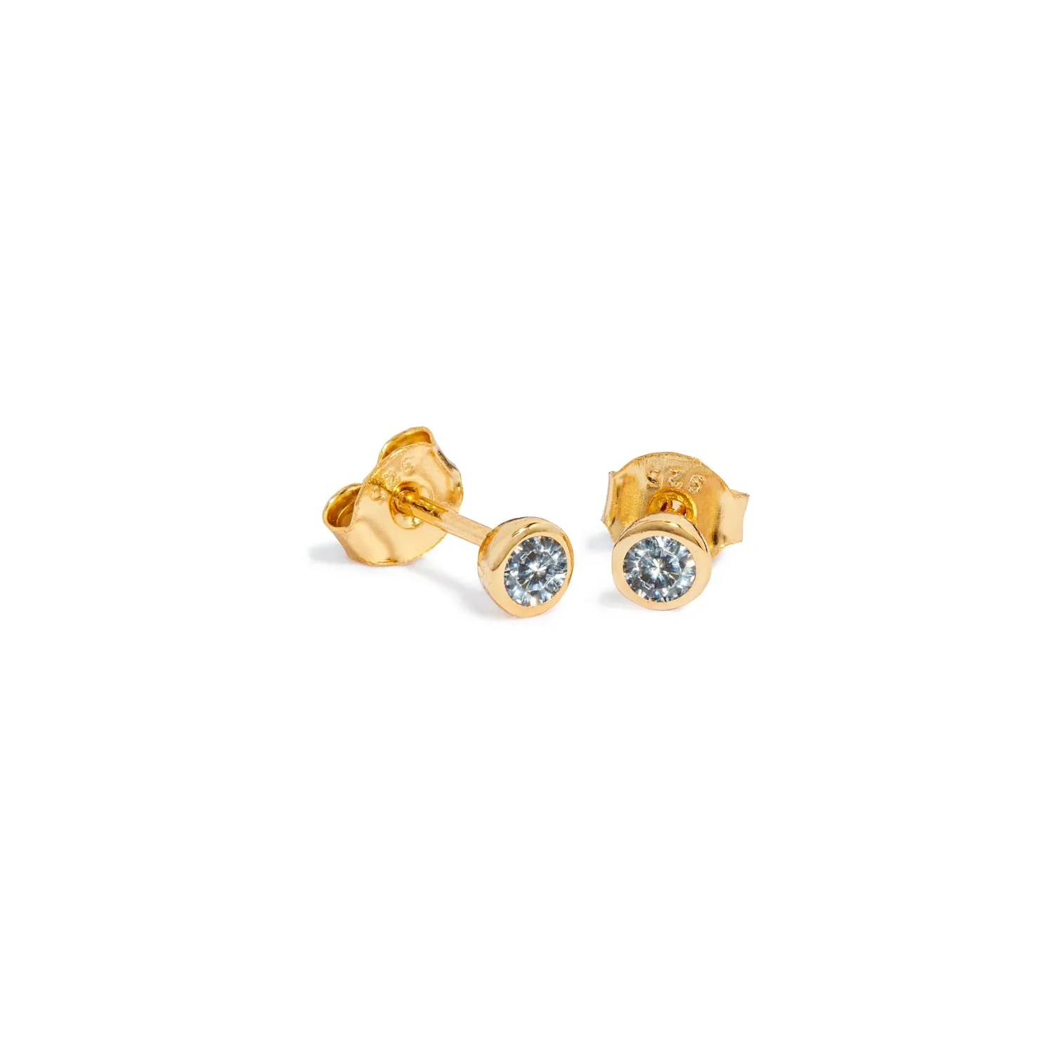 Sterling Silver Mini Birthstone Stud Earrings (Gold)