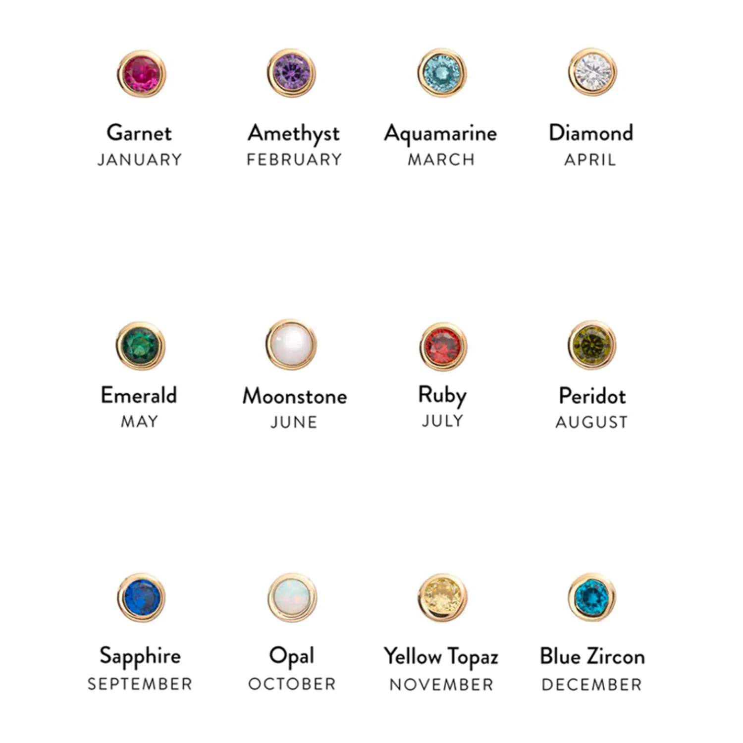 Sterling Silver Mini Birthstone Stud Earrings (Gold)