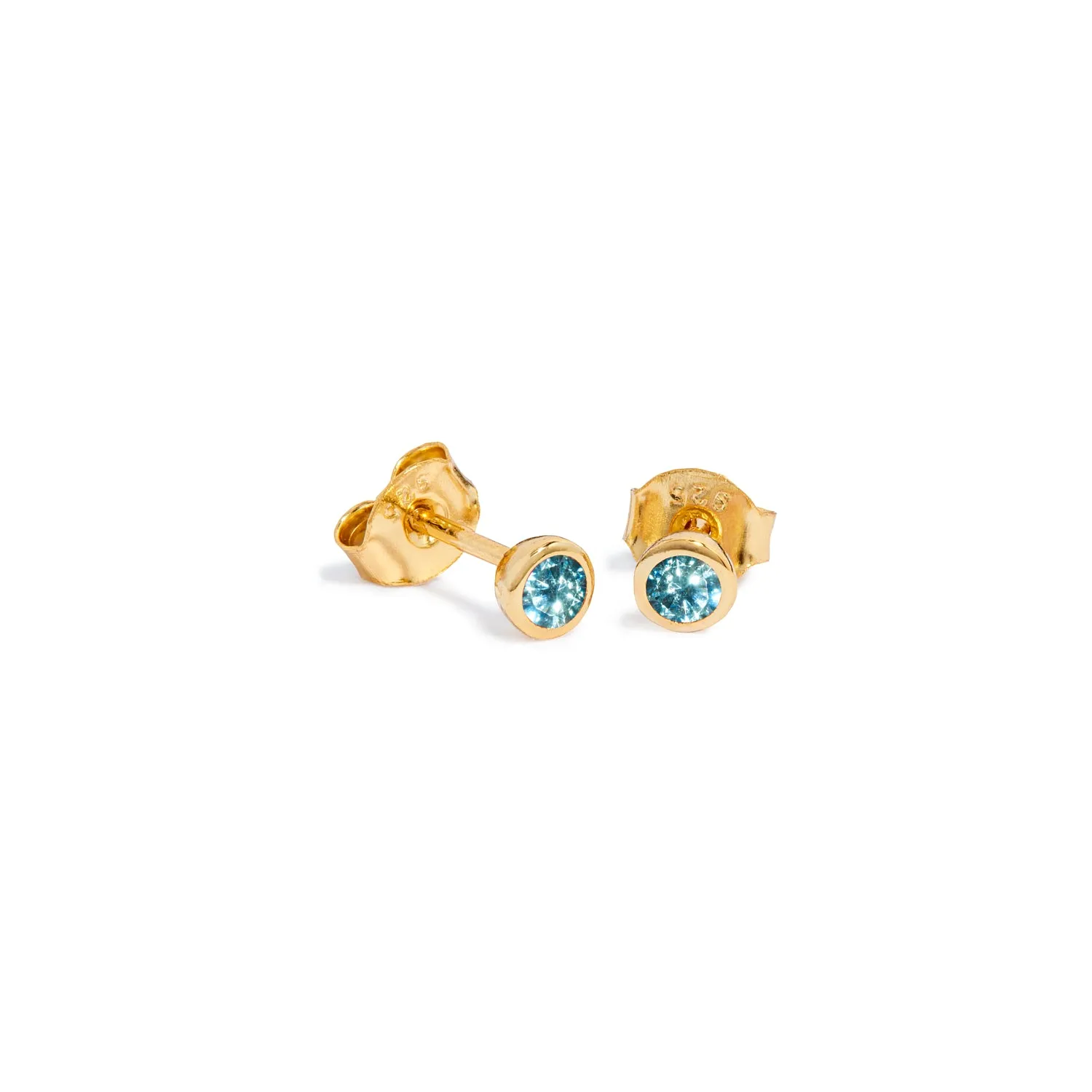 Sterling Silver Mini Birthstone Stud Earrings (Gold)