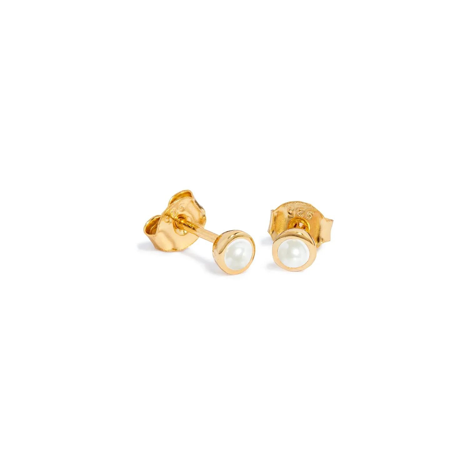 Sterling Silver Mini Birthstone Stud Earrings (Gold)