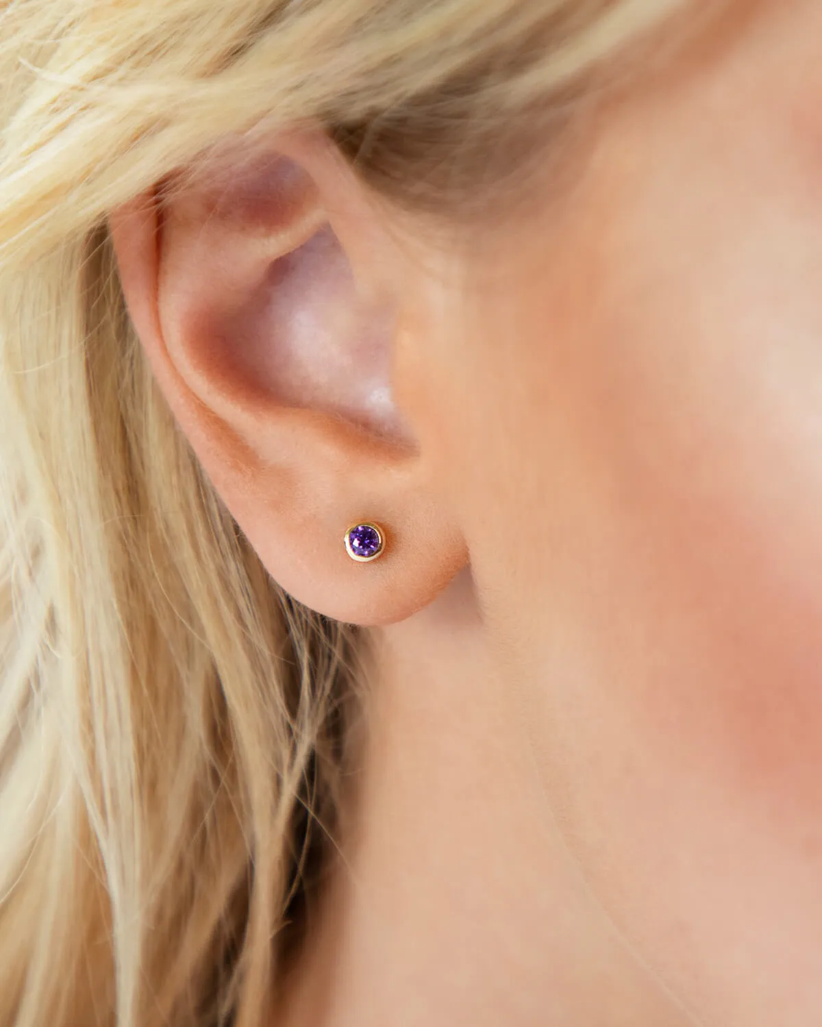 Sterling Silver Mini Birthstone Stud Earrings (Gold)