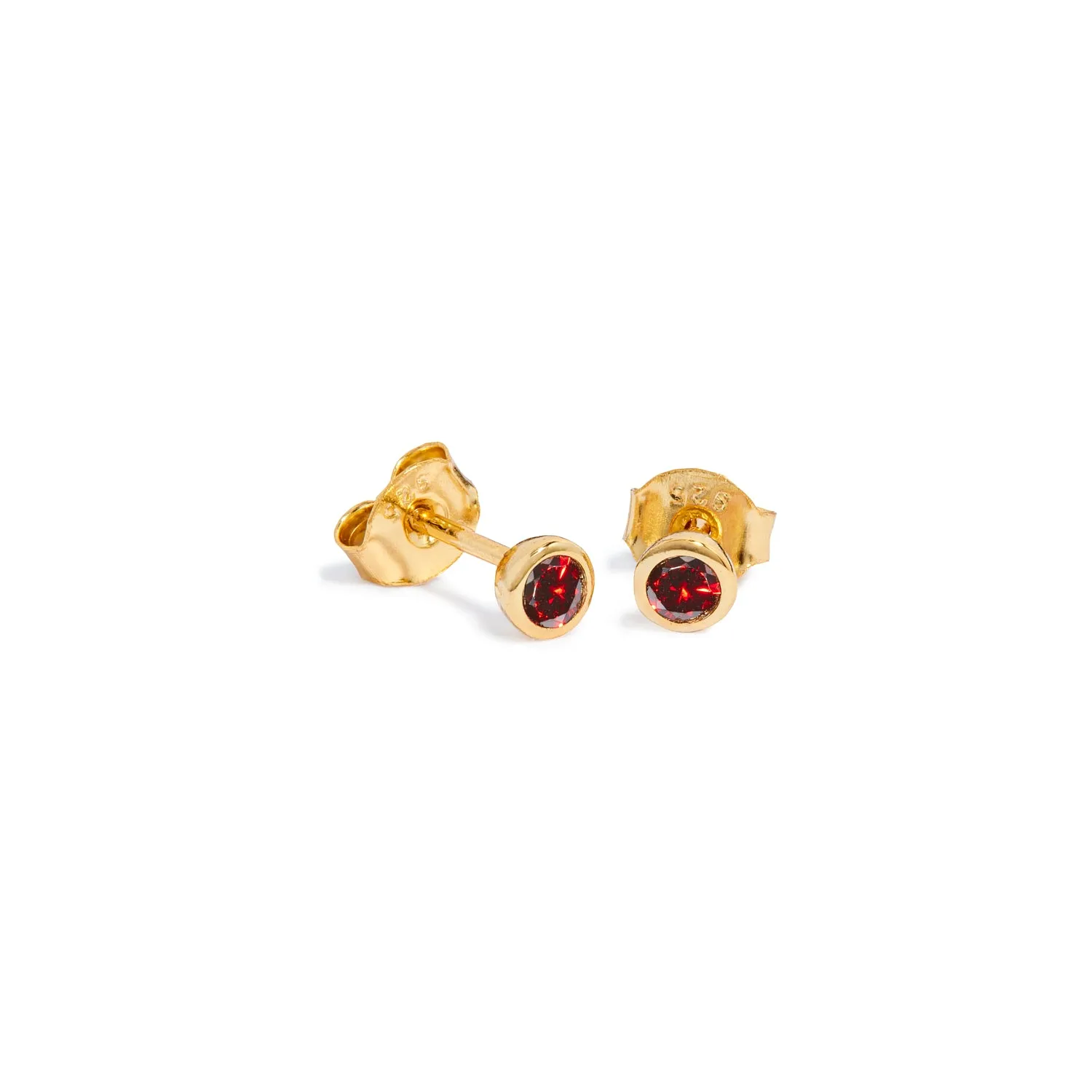 Sterling Silver Mini Birthstone Stud Earrings (Gold)
