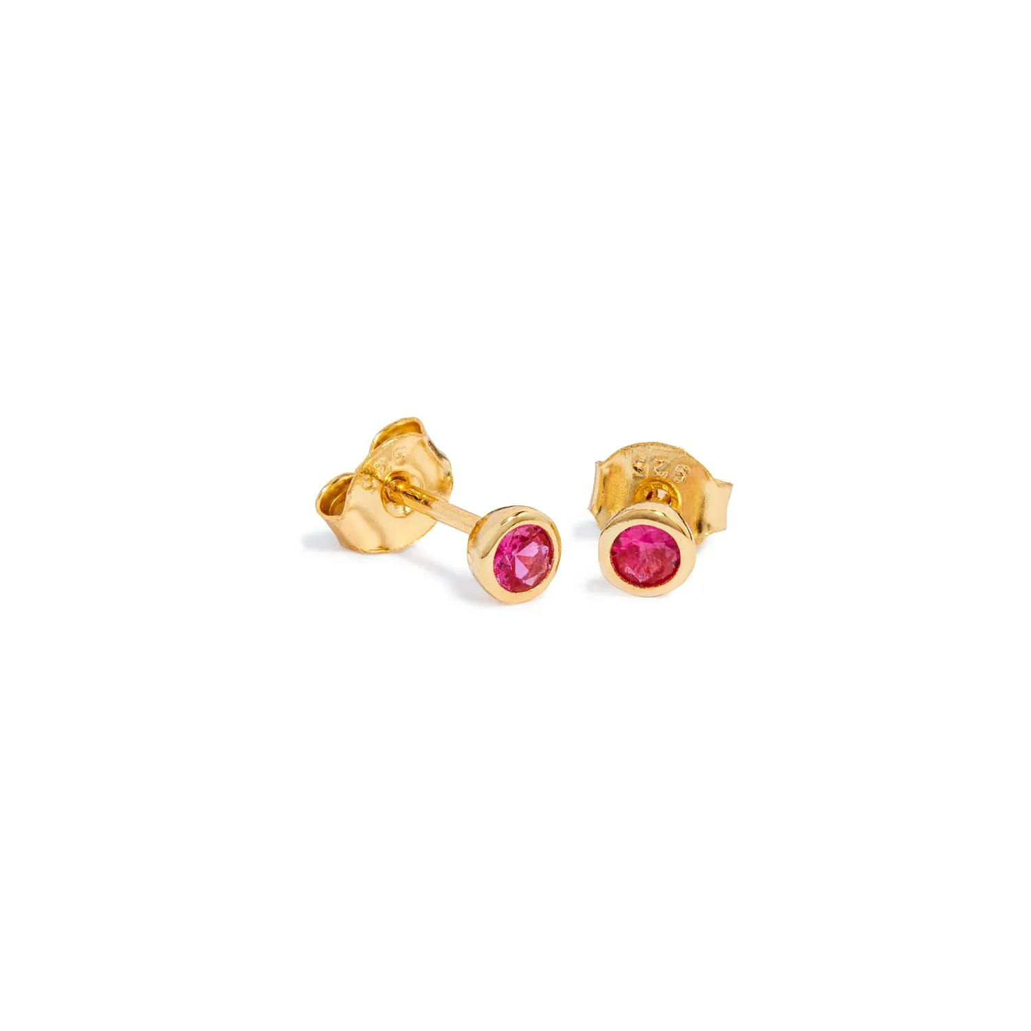 Sterling Silver Mini Birthstone Stud Earrings (Gold)