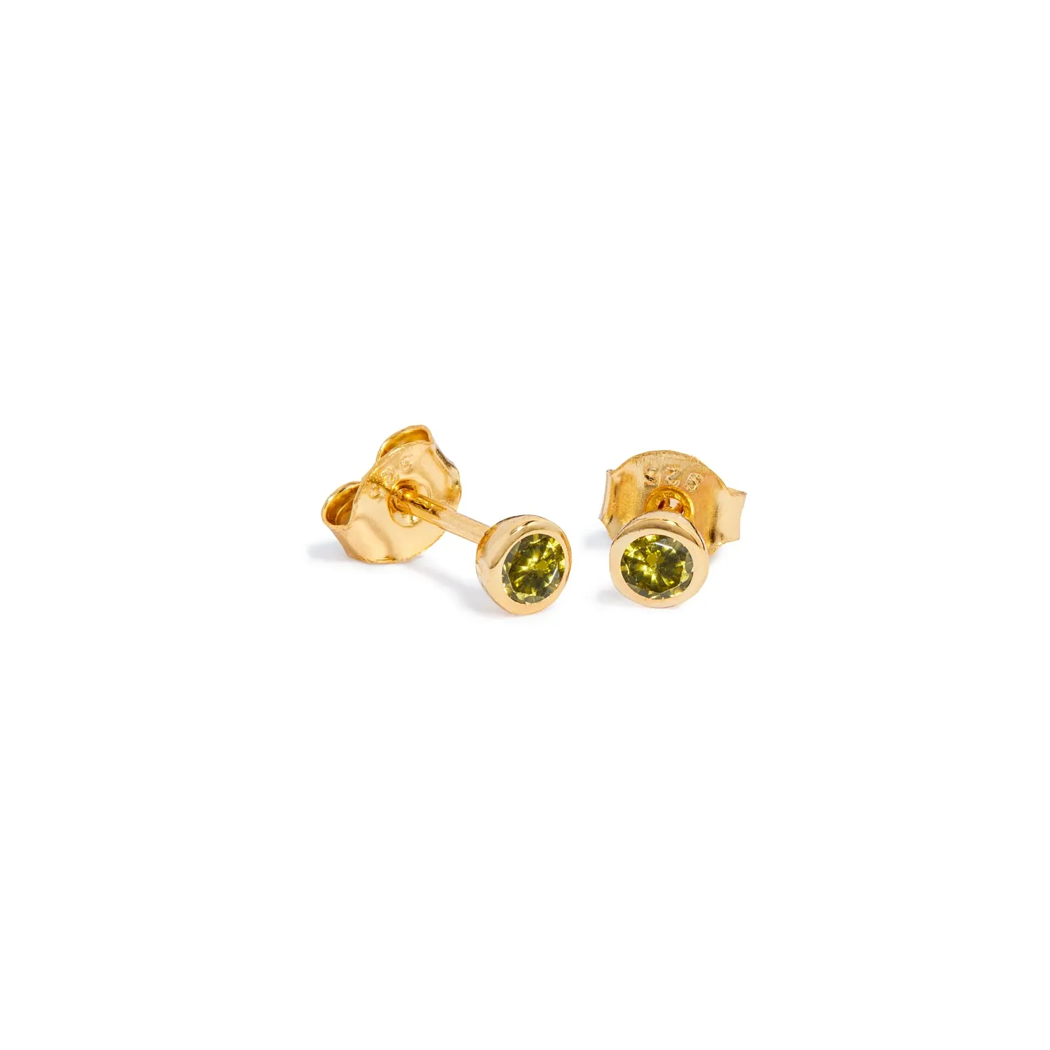 Sterling Silver Mini Birthstone Stud Earrings (Gold)