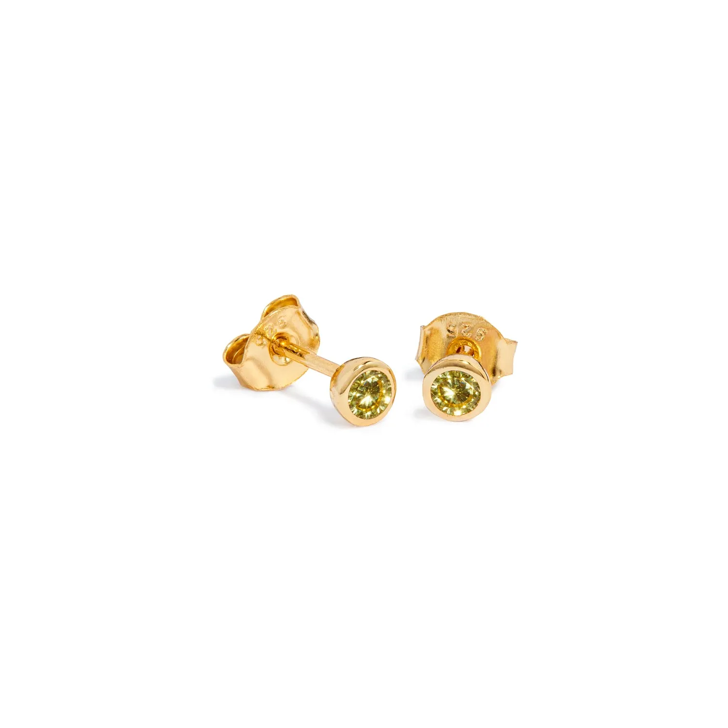 Sterling Silver Mini Birthstone Stud Earrings (Gold)
