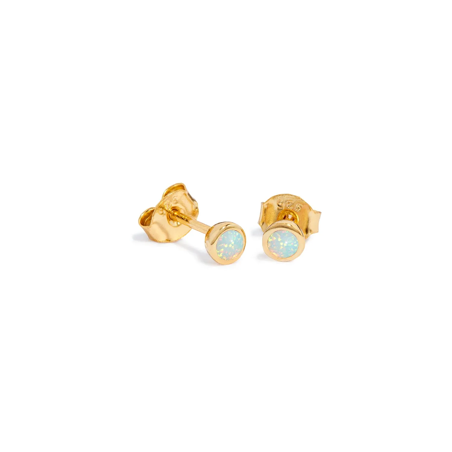 Sterling Silver Mini Birthstone Stud Earrings (Gold)